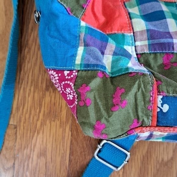 Authentic Disney Parks Backpack Madras Plaid Quilted Fabric 12" x 11" x 4" - Picture 4 of 15